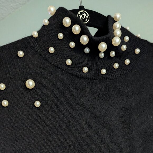 100% Cashmere Pearl Mock Neck Sweater Charter Club M - Picture 2 of 3